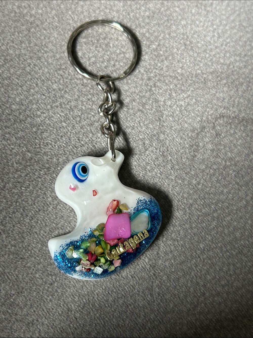 NWOT White and Blue Duck Keychain Key Holder - Cartagena